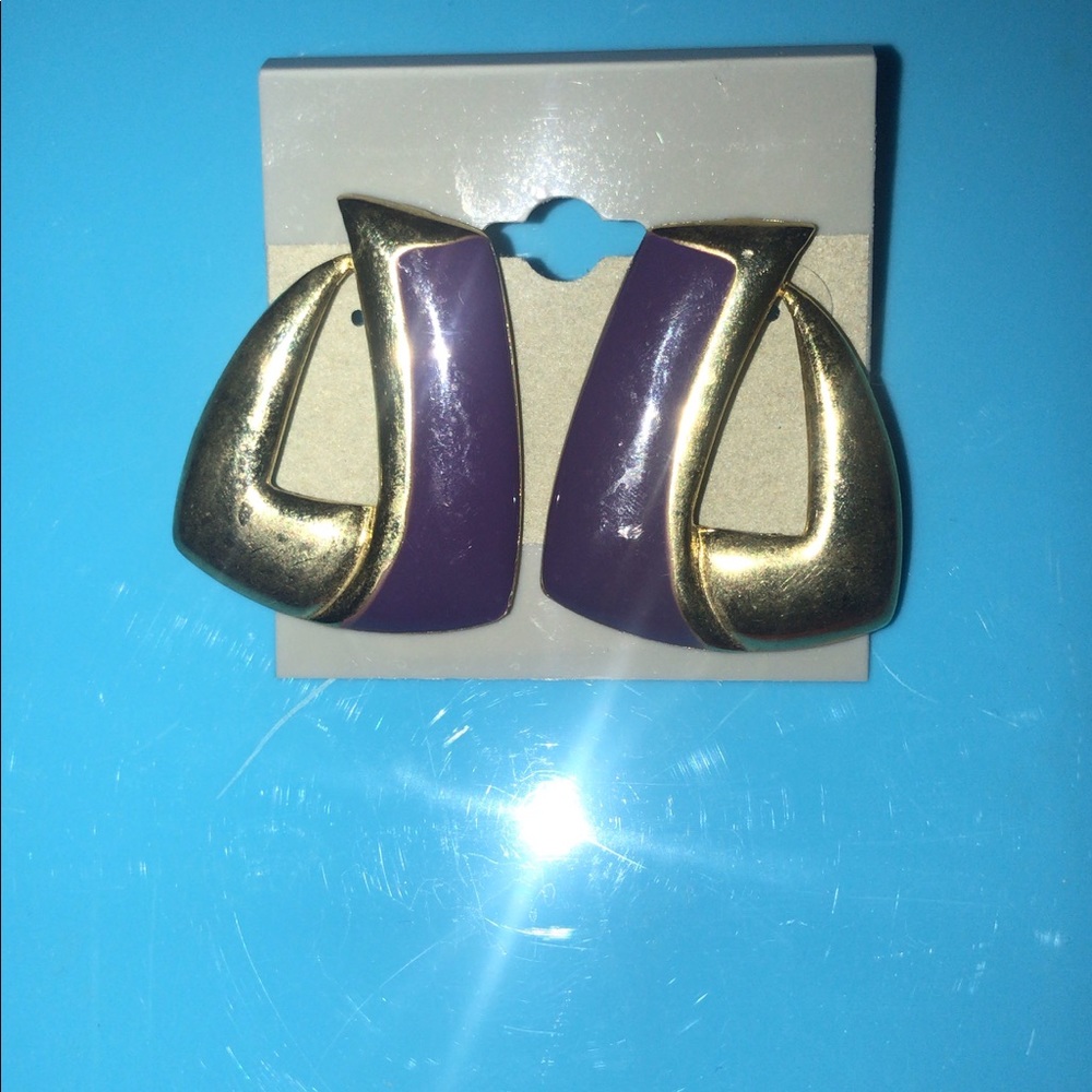 Vintage Purple Gold Marble Earrings!